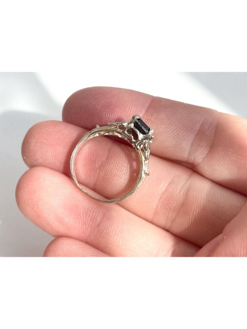 Garnet Emerald Cut Gemstone Sterling Silver 925 Victorian Vintage Ring - sz 6.25 - Picture 13 of 13